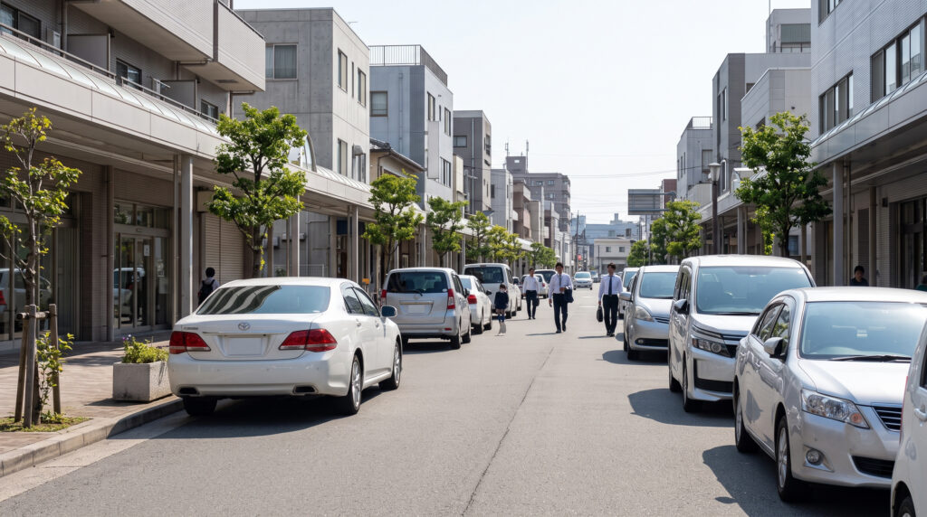 海外の街なかを走る日本製の中古車